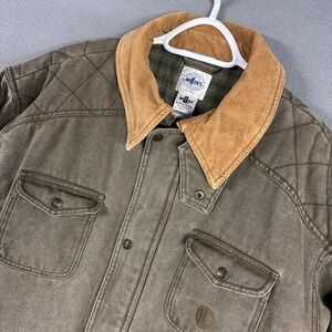Miller's Collection Field Jacket Mens Large Olive Green Canvas Corduroy Hunting